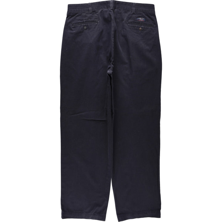 Ralph Lauren POLO by Ralph Lauren ANDREW PANT, two-pleat chino pants, men's, W35 equivalent cotton navy blue type Vintage Second Hand