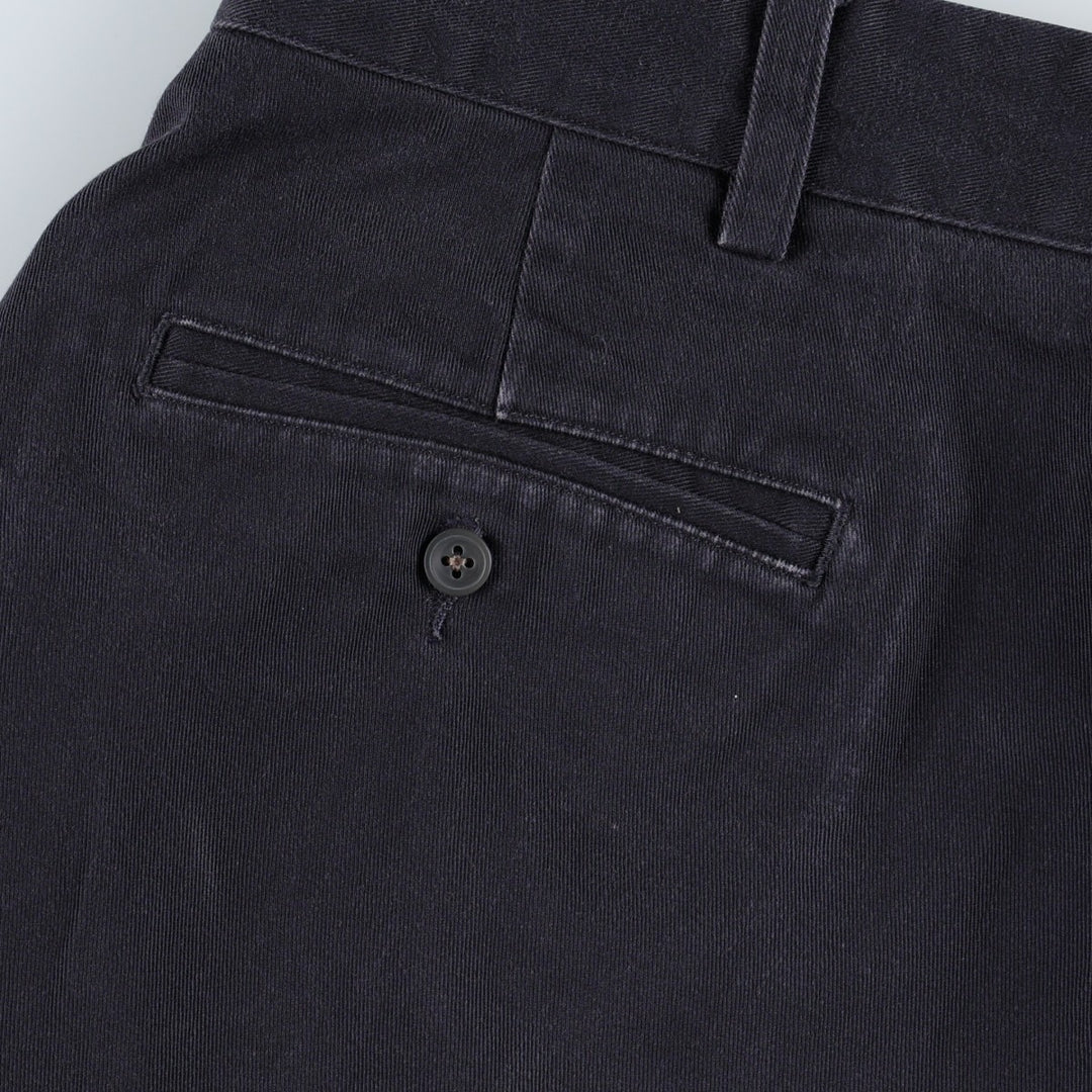 Ralph Lauren POLO by Ralph Lauren ANDREW PANT, two-pleat chino pants, men's, W35 equivalent cotton navy blue type Vintage Second Hand