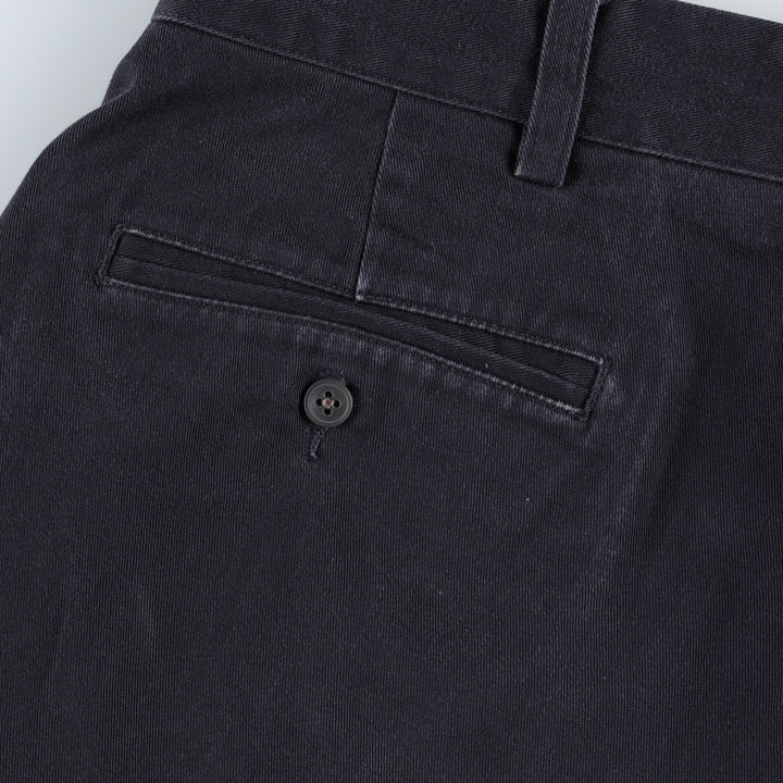 Ralph Lauren POLO by Ralph Lauren ANDREW PANT, two-pleat chino pants, men's, W35 equivalent cotton navy blue type Vintage Second Hand