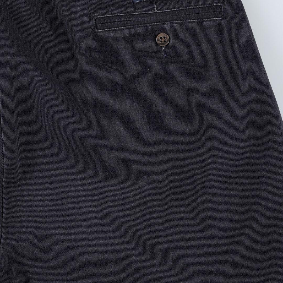 Ralph Lauren POLO by Ralph Lauren ANDREW PANT, two-pleat chino pants, men's, W35 equivalent cotton navy blue type Vintage Second Hand
