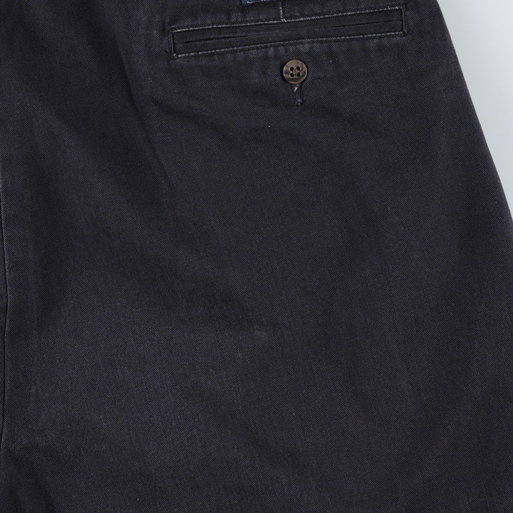 Ralph Lauren POLO by Ralph Lauren ANDREW PANT, two-pleat chino pants, men's, W35 equivalent cotton navy blue type Vintage Second Hand