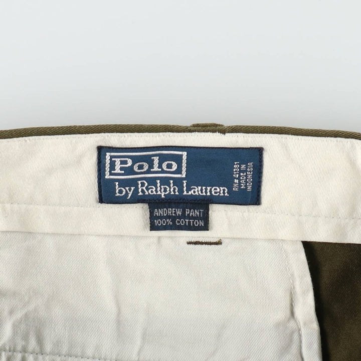 Ralph Lauren POLO by Ralph Lauren ANDREW PANT Two-pleat chino pants for men, equivalent to w37 cotton Khaki type Vintage Second Hand