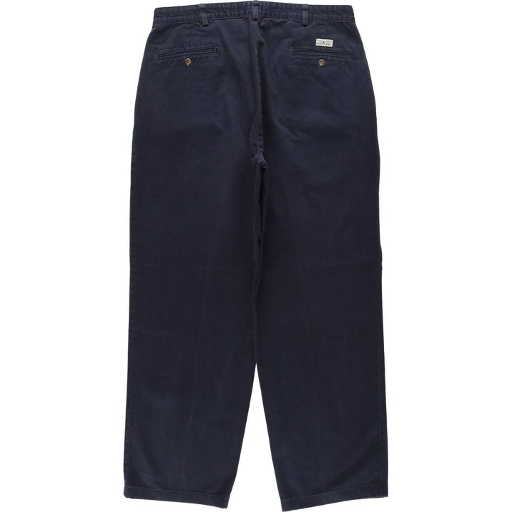 1990'S Ralph Lauren Polo Ralph Lauren Two-Pleat Chino Pants, Made in USA, Men's Size W35 (approx.), Vintage cotton navy blue type Vintage Second Hand