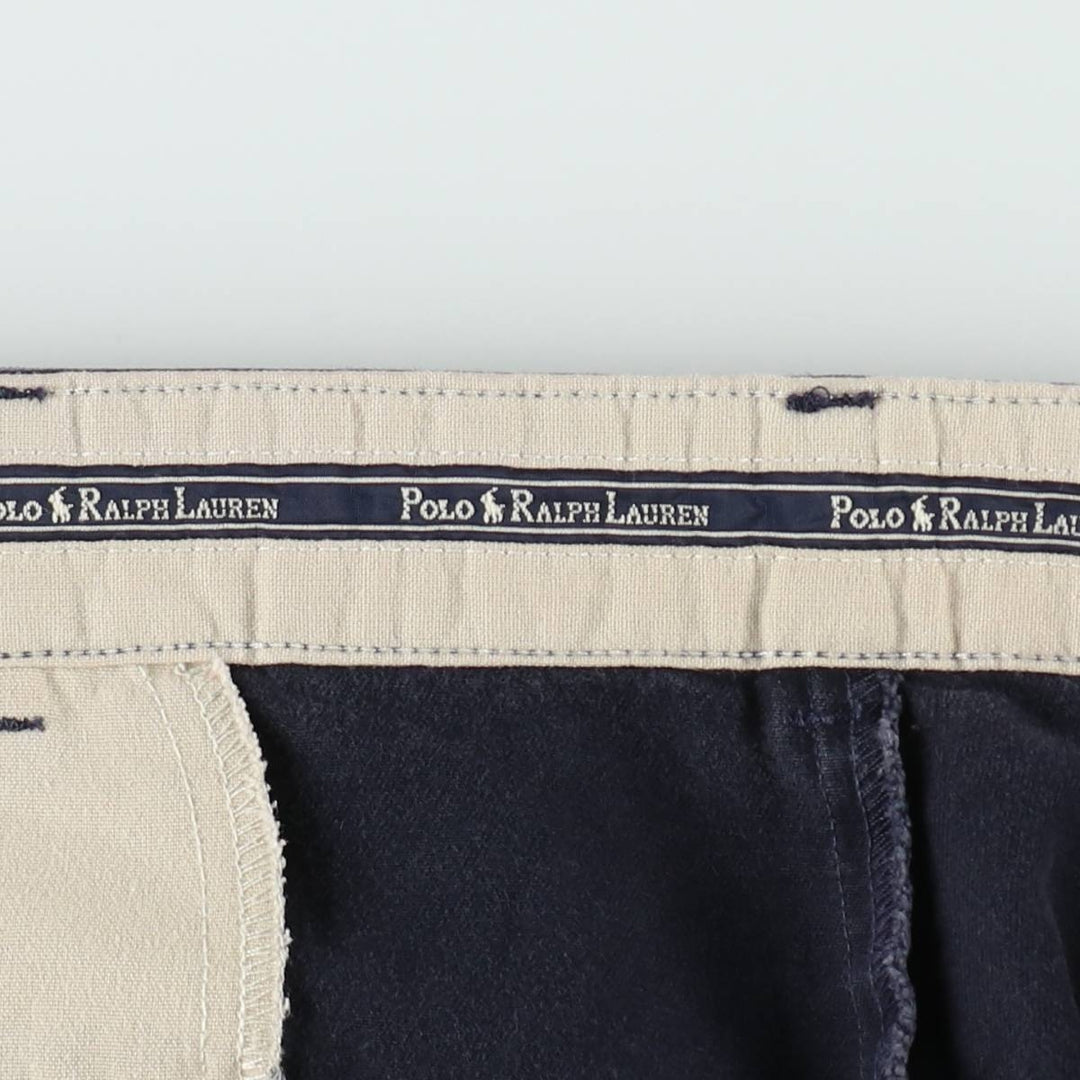 1990'S Ralph Lauren Polo Ralph Lauren Two-Pleat Chino Pants, Made in USA, Men's Size W35 (approx.), Vintage cotton navy blue type Vintage Second Hand