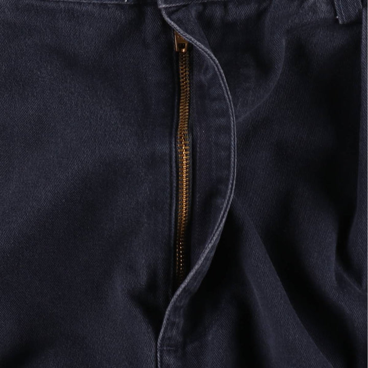 1990'S Ralph Lauren Polo Ralph Lauren Two-Pleat Chino Pants, Made in USA, Men's Size W35 (approx.), Vintage cotton navy blue type Vintage Second Hand