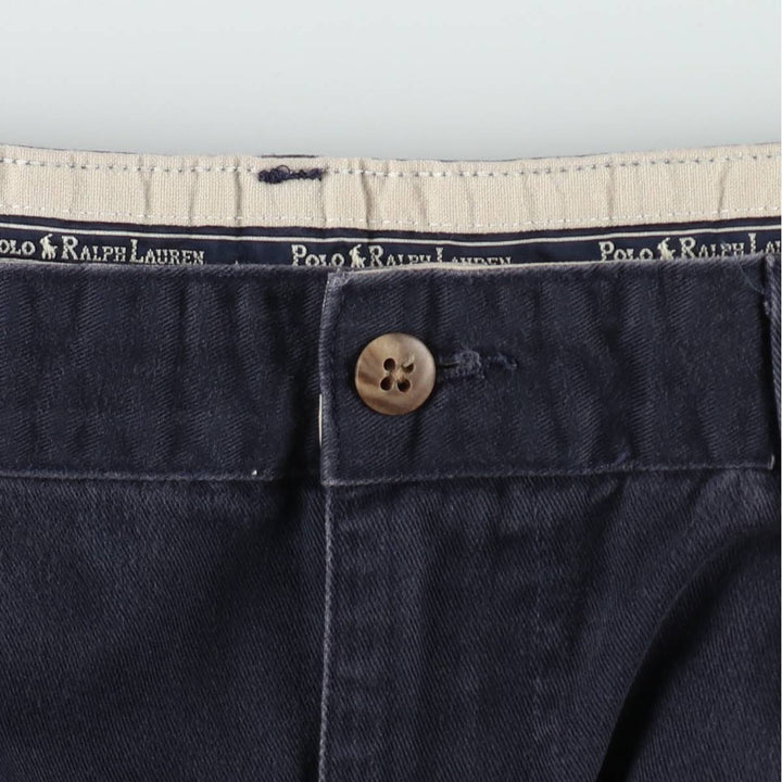 1990'S Ralph Lauren Polo Ralph Lauren Two-Pleat Chino Pants, Made in USA, Men's Size W35 (approx.), Vintage cotton navy blue type Vintage Second Hand