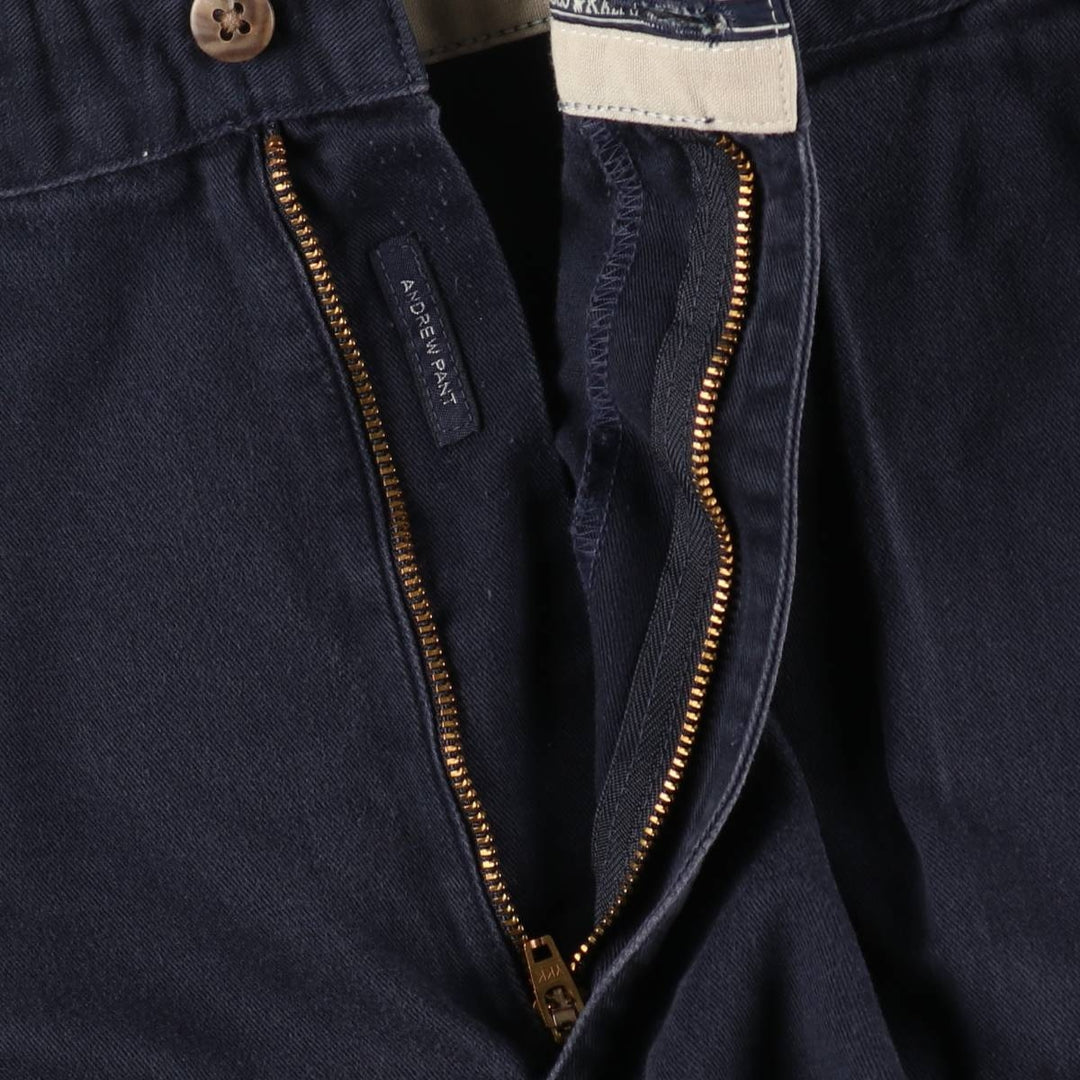 1990'S Ralph Lauren Polo Ralph Lauren Two-Pleat Chino Pants, Made in USA, Men's Size W35 (approx.), Vintage cotton navy blue type Vintage Second Hand