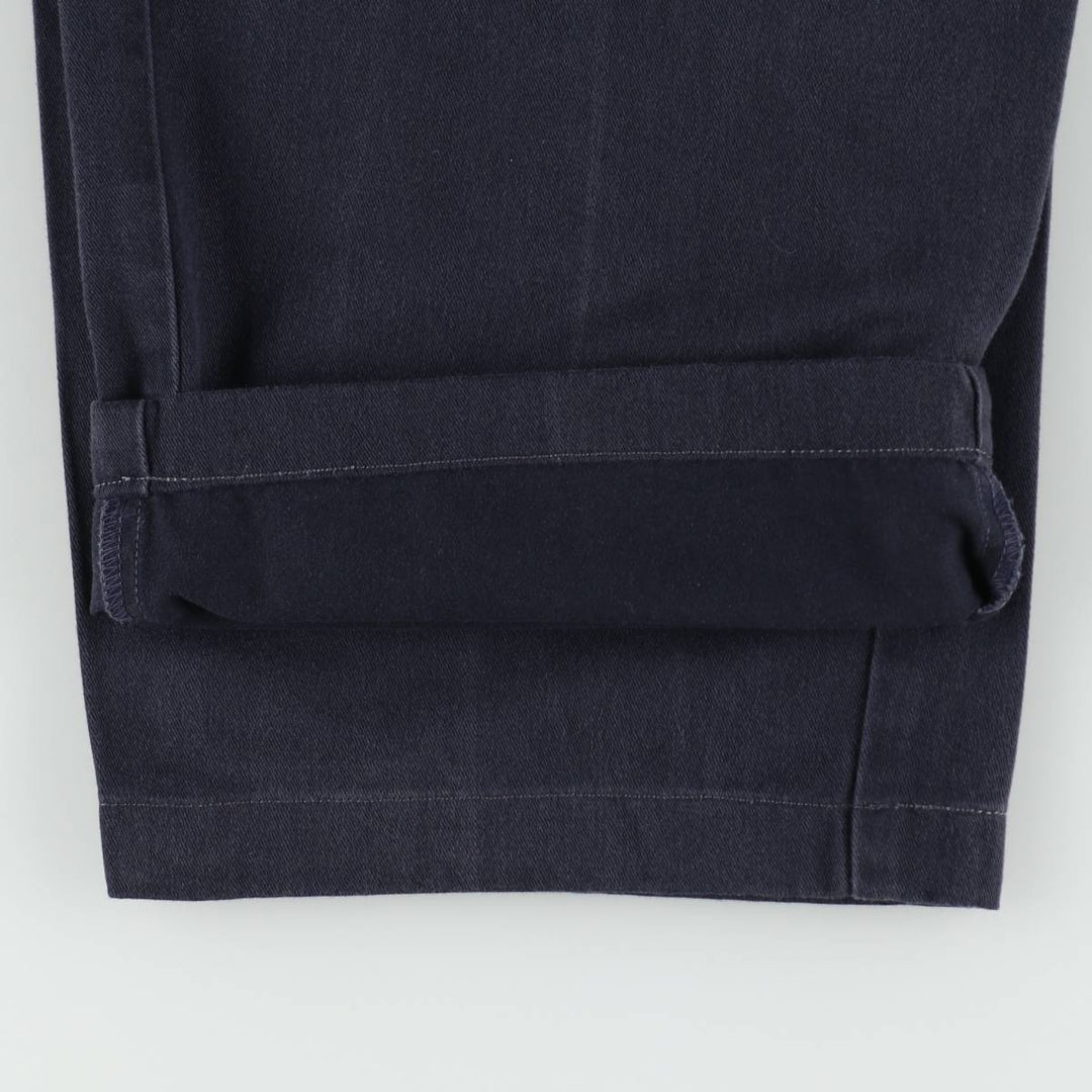 1990'S Ralph Lauren Polo Ralph Lauren Two-Pleat Chino Pants, Made in USA, Men's Size W35 (approx.), Vintage cotton navy blue type Vintage Second Hand