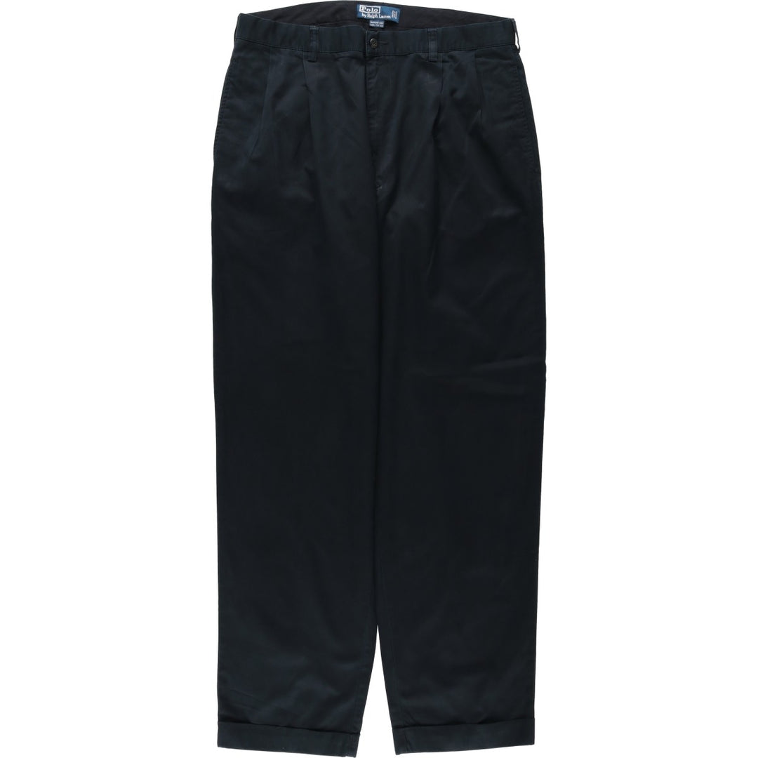 Ralph Lauren POLO by Ralph Lauren HAMMOND PANT, two-pleat chino pants, men's w35 equivalent cotton black type Vintage Second Hand