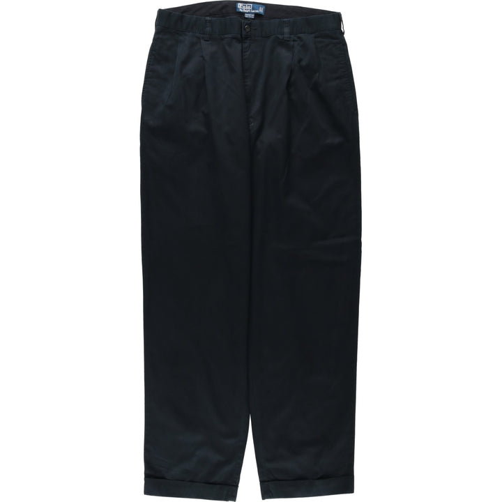 Ralph Lauren POLO by Ralph Lauren HAMMOND PANT, two-pleat chino pants, men's w35 equivalent cotton black type Vintage Second Hand