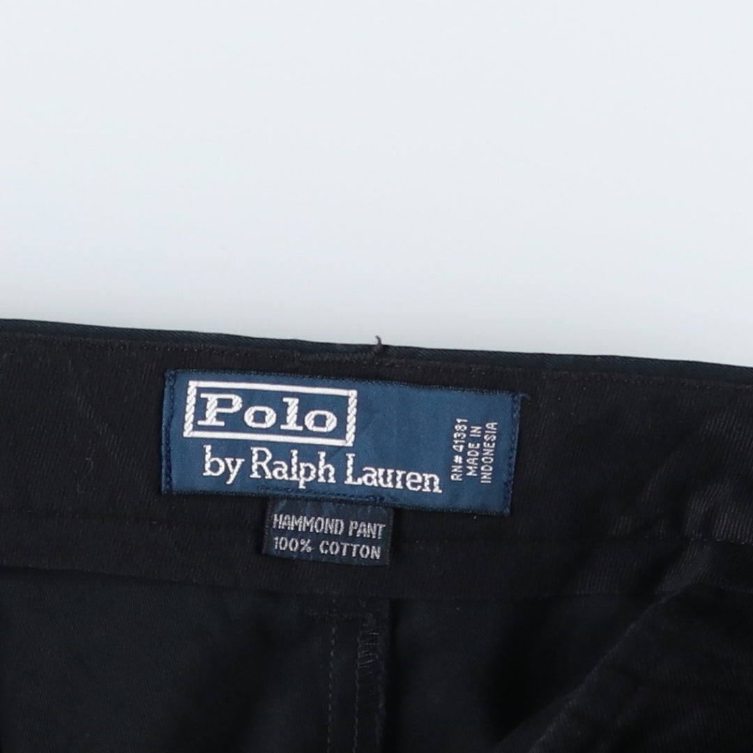 Ralph Lauren POLO by Ralph Lauren HAMMOND PANT, two-pleat chino pants, men's w35 equivalent cotton black type Vintage Second Hand