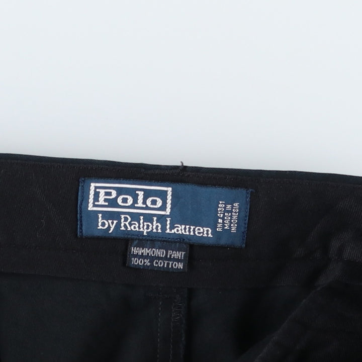 Ralph Lauren POLO by Ralph Lauren HAMMOND PANT, two-pleat chino pants, men's w35 equivalent cotton black type Vintage Second Hand
