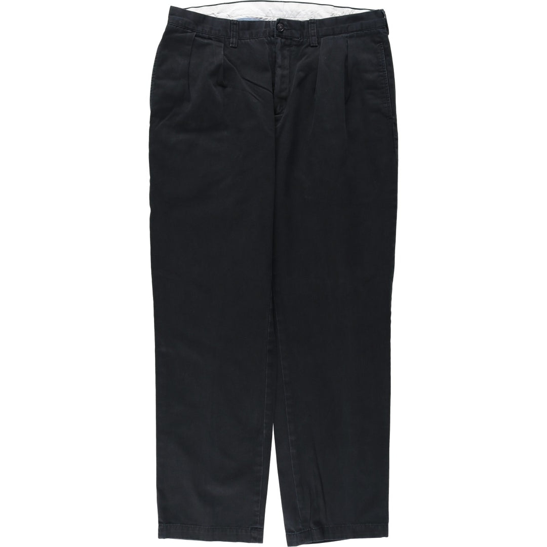 Ralph Lauren POLO by Ralph Lauren Classic Fit Two-Pleated Chino Pants, Men's, Size W34 cotton black type Vintage Second Hand