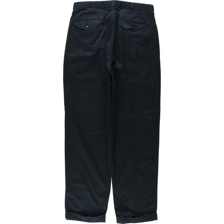 Ralph Lauren POLO by Ralph Lauren HAMMOND PANT, two-pleat chino pants, men's, w34 equivalent cotton black type Vintage Second Hand