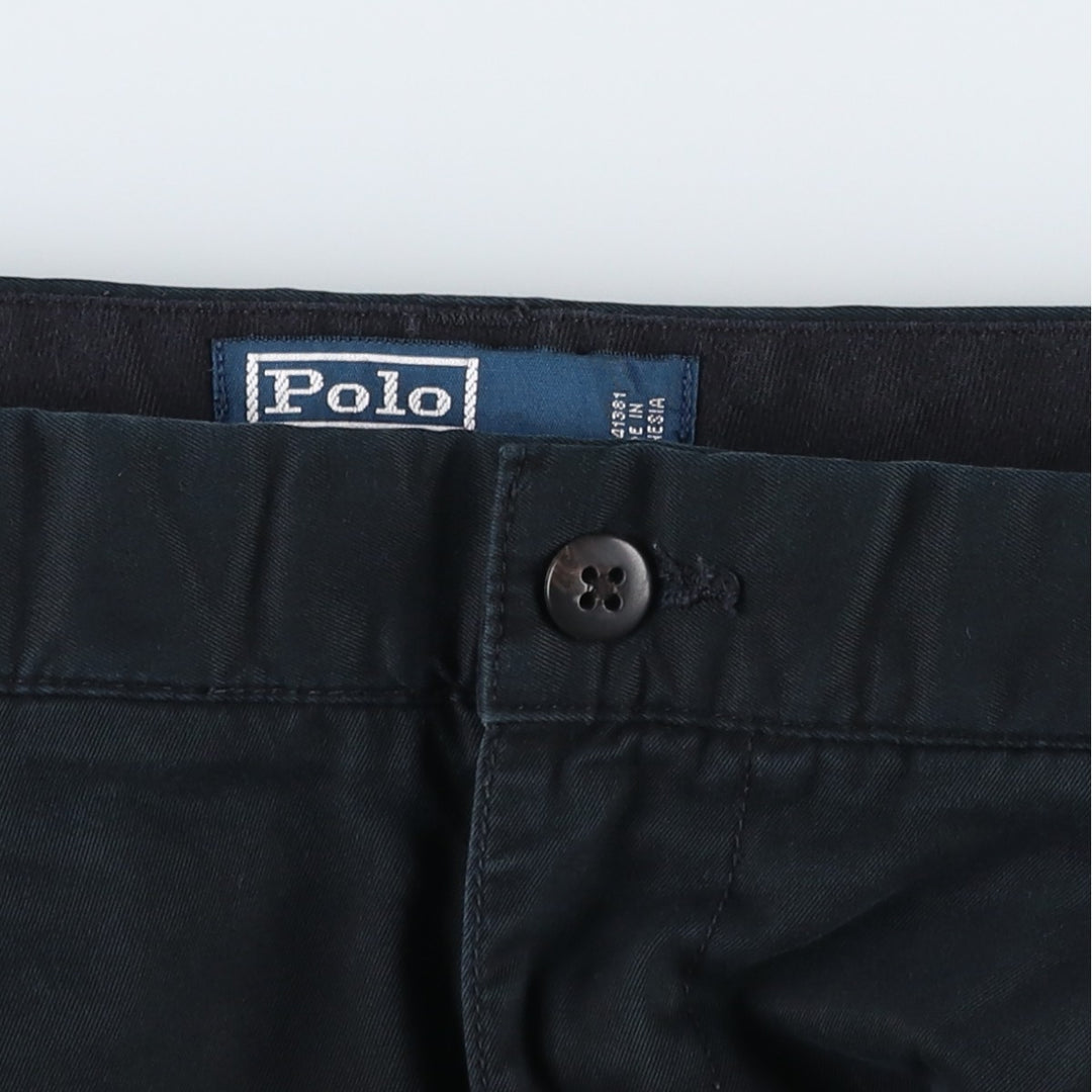 Ralph Lauren POLO by Ralph Lauren HAMMOND PANT, two-pleat chino pants, men's, w34 equivalent cotton black type Vintage Second Hand