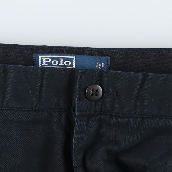 Ralph Lauren POLO by Ralph Lauren HAMMOND PANT, two-pleat chino pants, men's, w34 equivalent cotton black type Vintage Second Hand
