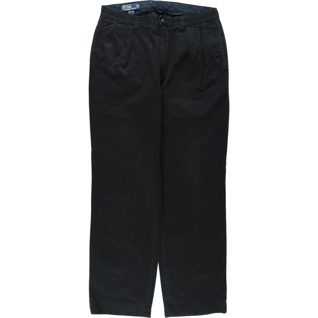 Ralph Lauren POLO by Ralph Lauren ANDREW PANT Two-pleat chino pants for men, equivalent to W33 cotton black type Vintage Second Hand