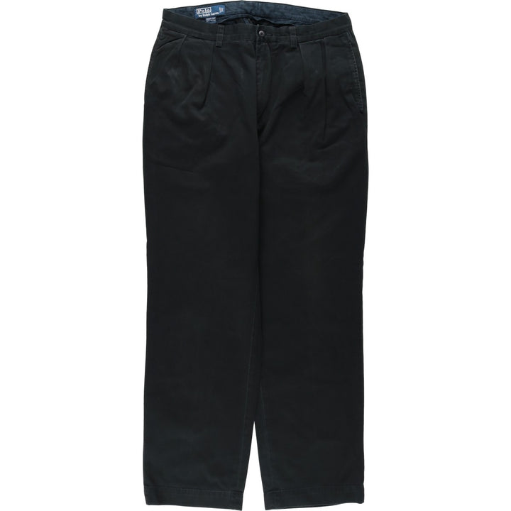 Ralph Lauren POLO by Ralph Lauren ANDREW PANT Two-pleat chino pants for men, equivalent to W33 cotton black type Vintage Second Hand