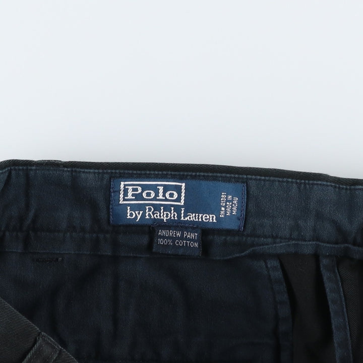 Ralph Lauren POLO by Ralph Lauren ANDREW PANT Two-pleat chino pants for men, equivalent to W33 cotton black type Vintage Second Hand