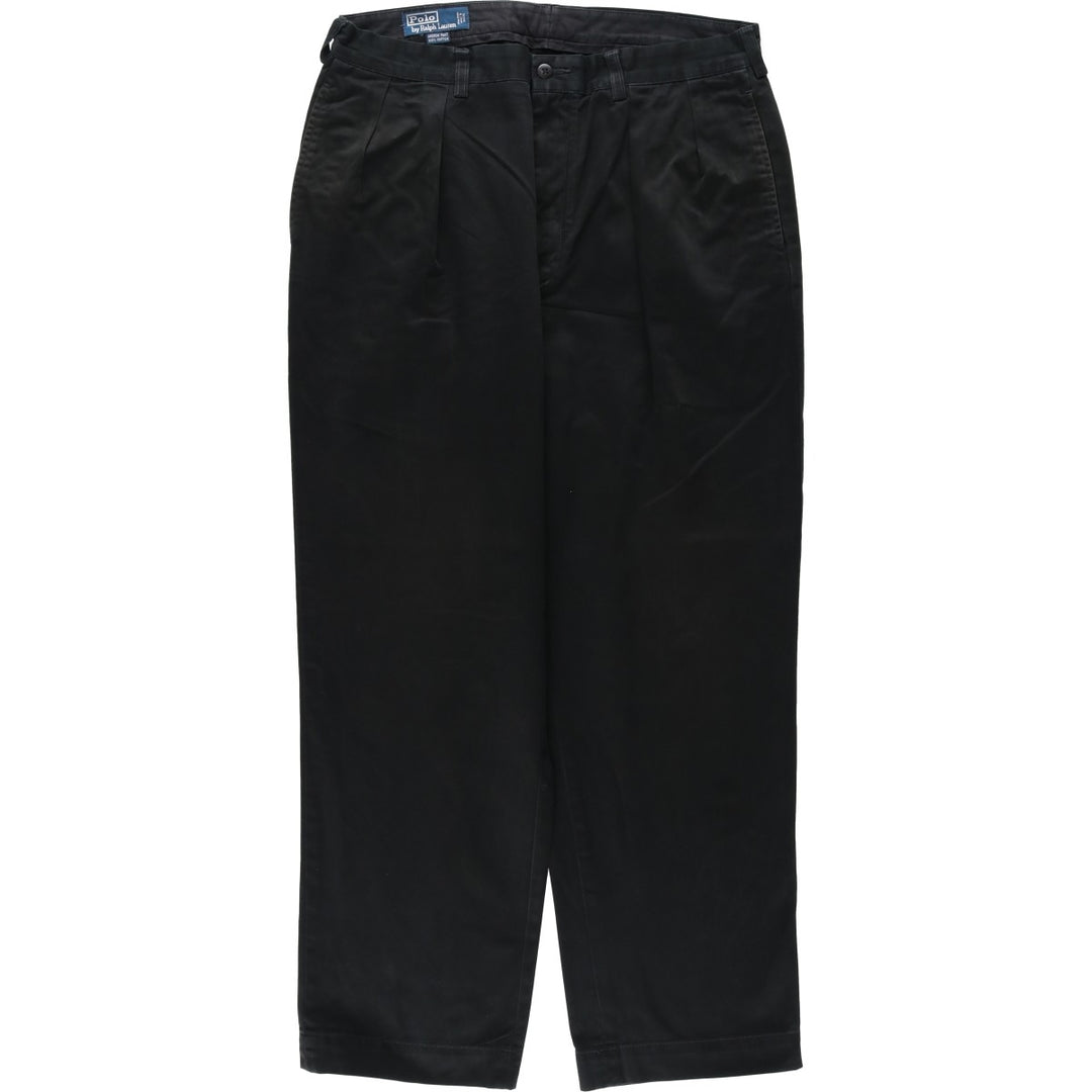 Ralph Lauren POLO by Ralph Lauren ANDREW PANT Two-pleat chino pants for men, equivalent to W34 cotton black type Vintage Second Hand