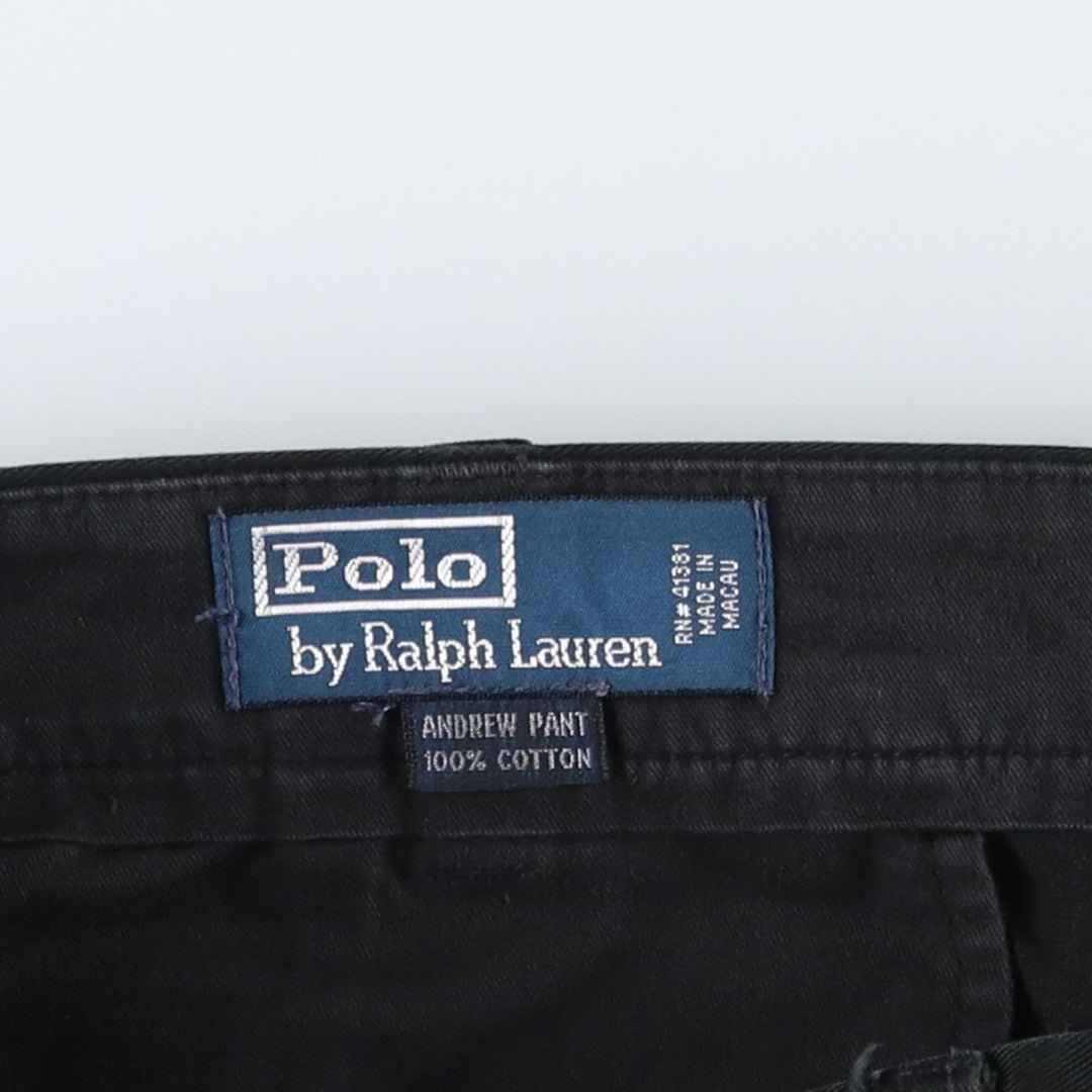 Ralph Lauren POLO by Ralph Lauren ANDREW PANT Two-pleat chino pants for men, equivalent to W34 cotton black type Vintage Second Hand