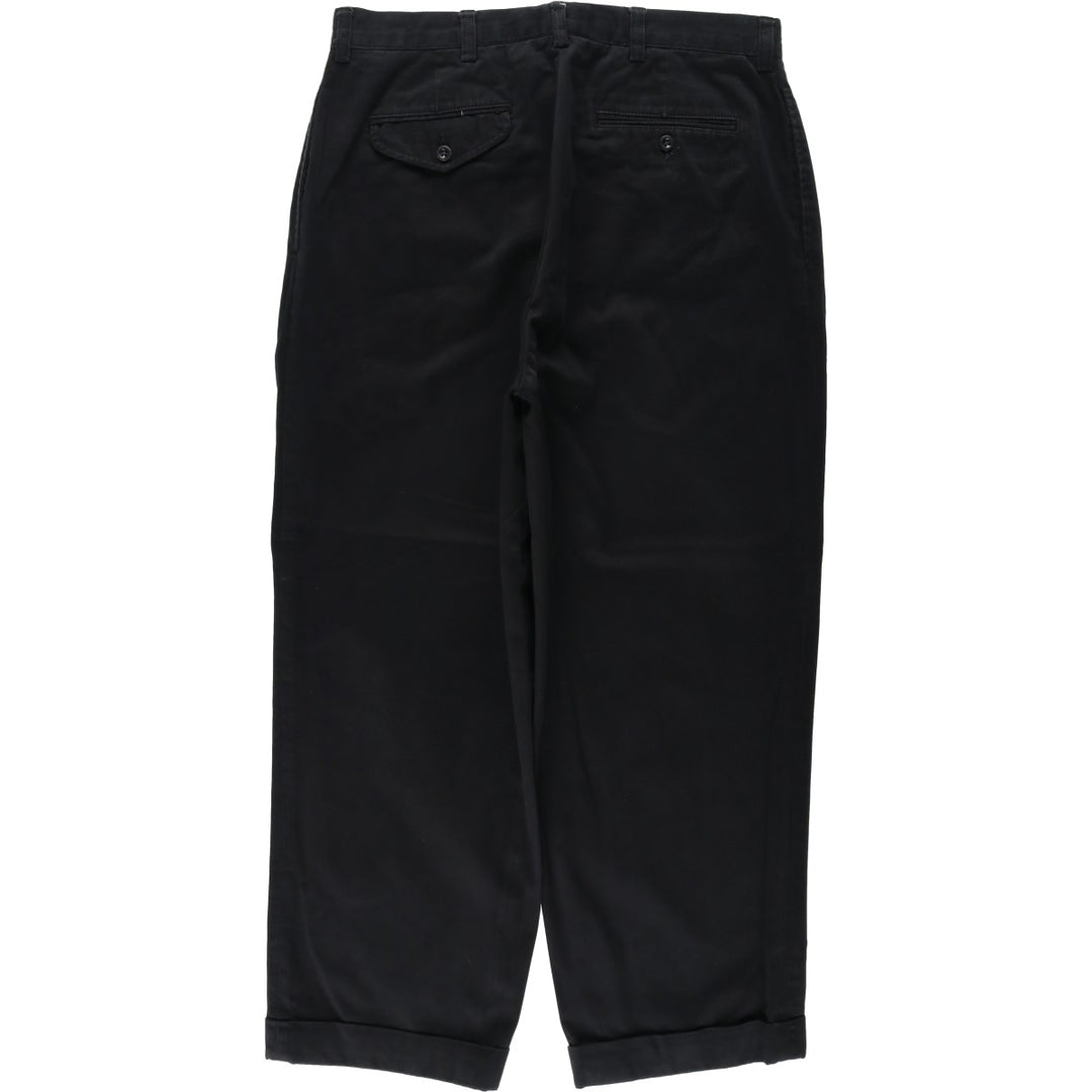Ralph Lauren POLO by Ralph Lauren Two-pleat Chino Pants for Men, W34 equivalent cotton black type Vintage Second Hand