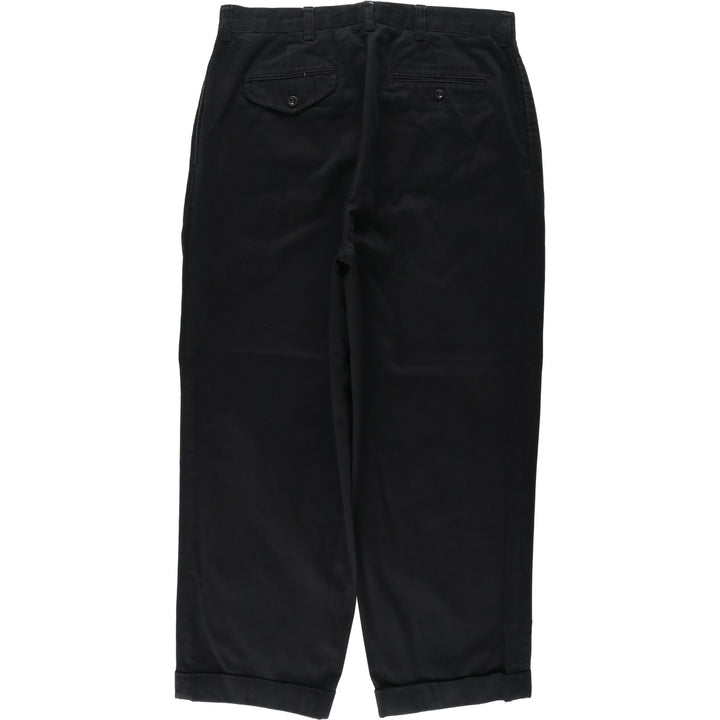 Ralph Lauren POLO by Ralph Lauren Two-pleat Chino Pants for Men, W34 equivalent cotton black type Vintage Second Hand