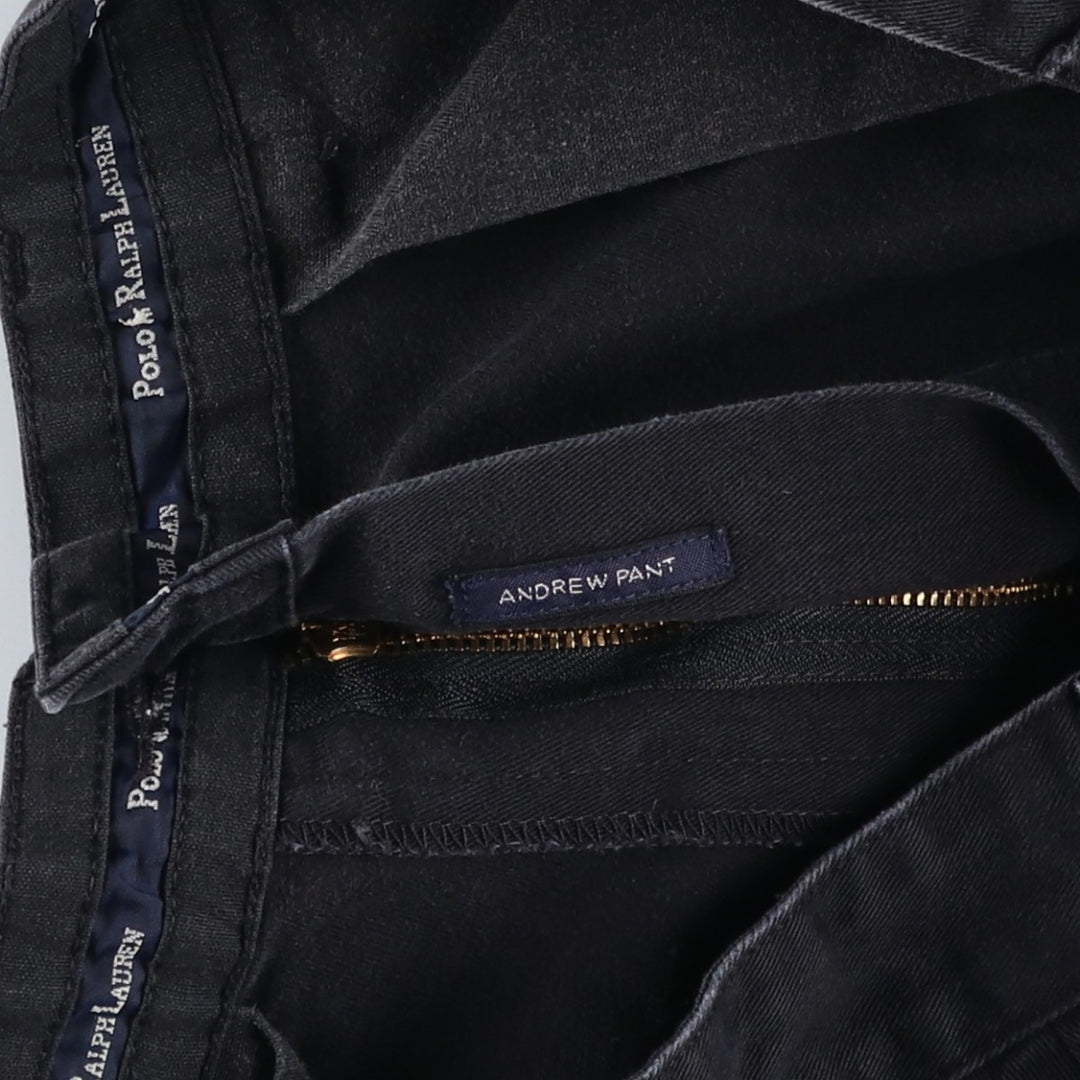 Ralph Lauren Polo Ralph Lauren Andrew Pant Two-pleat Chino Pants Men's Size W32 cotton black type Vintage Second Hand