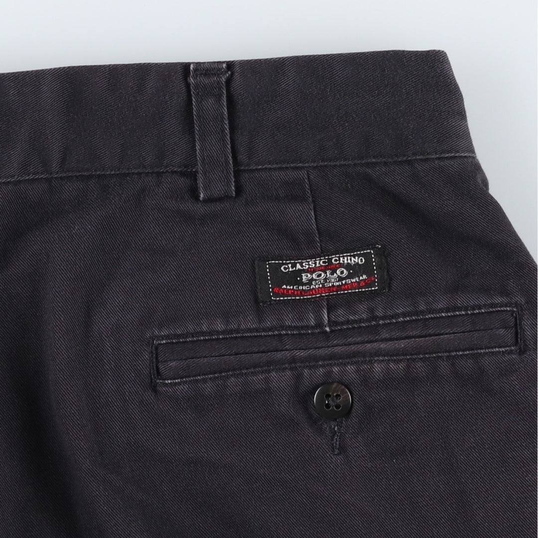 Ralph Lauren POLO by Ralph Lauren ANDREW PANT, two-pleat chino pants, men's, W32 equivalent cotton navy blue type Vintage Second Hand