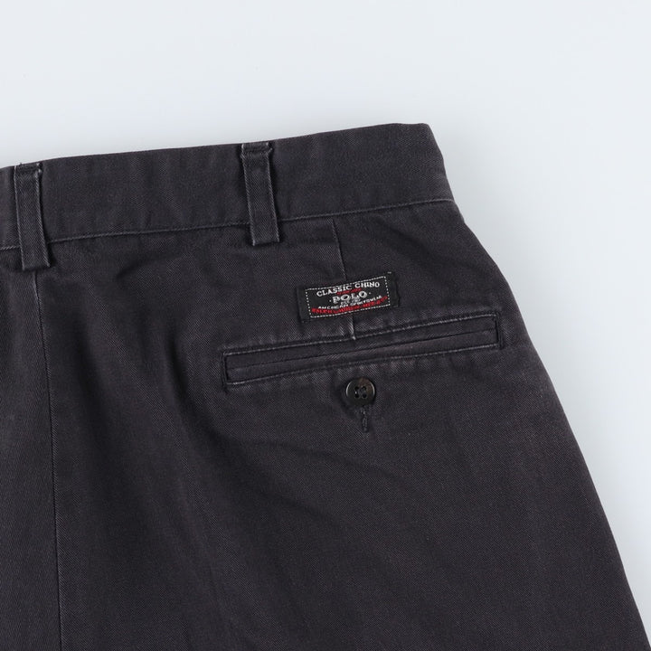 Ralph Lauren POLO by Ralph Lauren ANDREW PANT, two-pleat chino pants, men's, W32 equivalent cotton navy blue type Vintage Second Hand