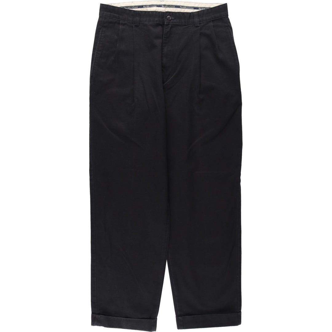 Ralph Lauren Polo Hammond Pant, two-pleat chino pants, men's size W32. cotton black type Vintage Second Hand