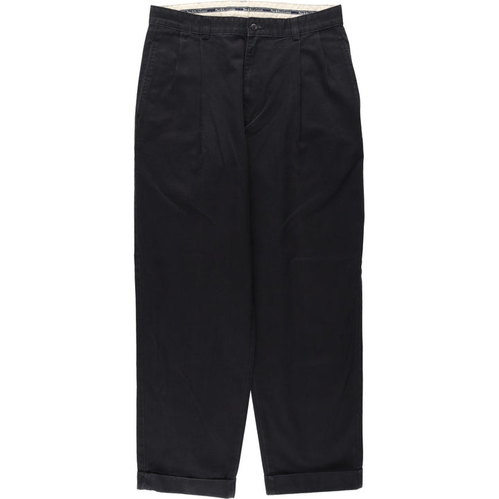 Ralph Lauren Polo Hammond Pant, two-pleat chino pants, men's size W32. cotton black type Vintage Second Hand