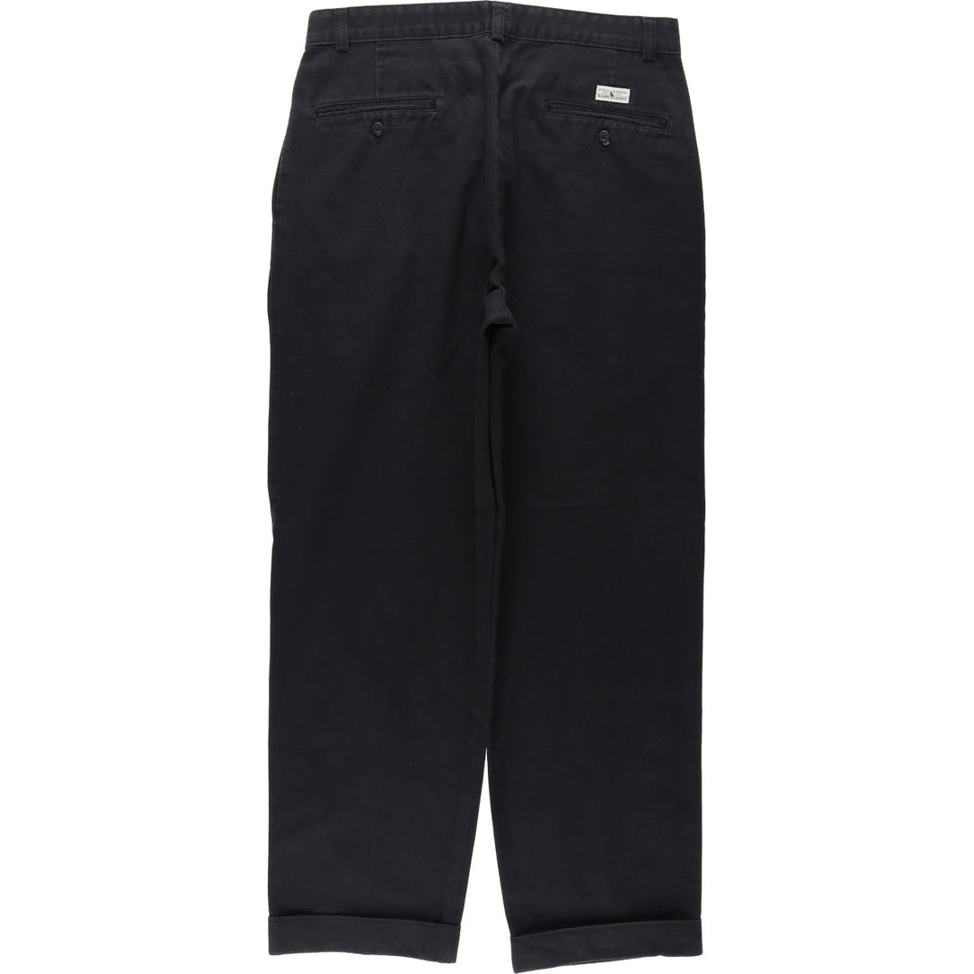 Ralph Lauren Polo Hammond Pant, two-pleat chino pants, men's size W32. cotton black type Vintage Second Hand
