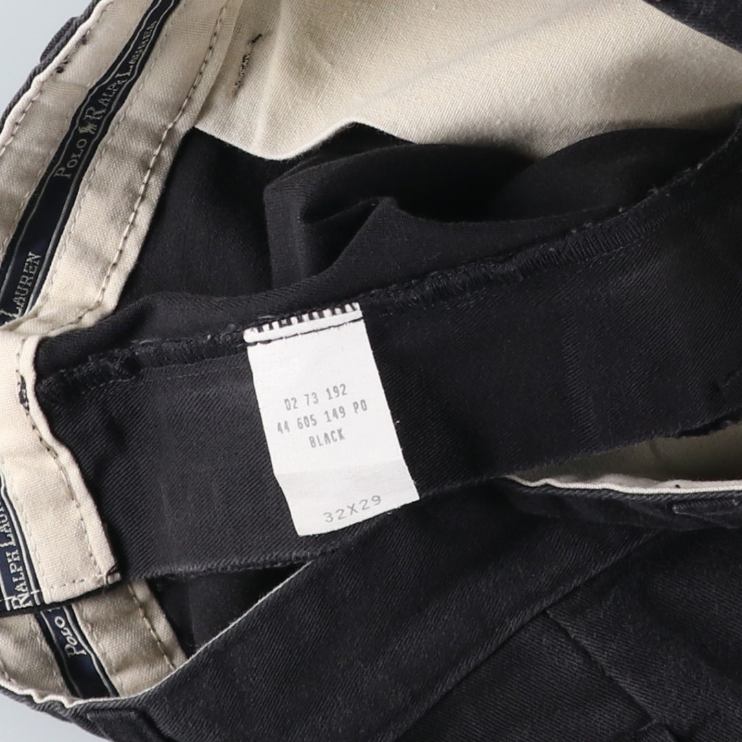 Ralph Lauren Polo Hammond Pant, two-pleat chino pants, men's size W32. cotton black type Vintage Second Hand