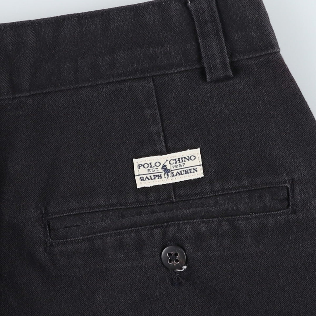 Ralph Lauren Polo Hammond Pant, two-pleat chino pants, men's size W32. cotton black type Vintage Second Hand