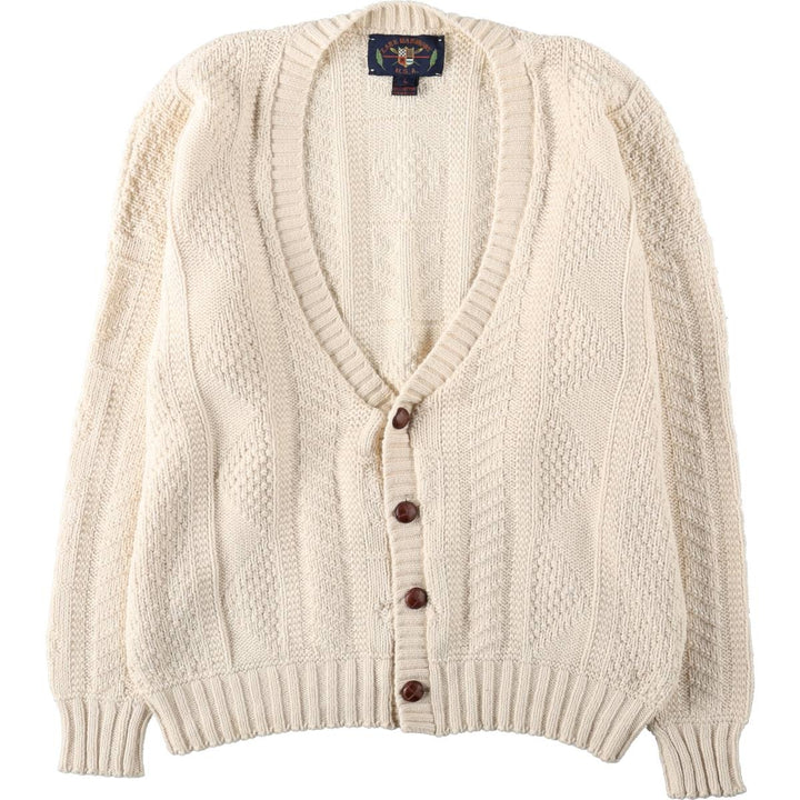 Lake Harmony Cotton Knit Cardigan, Made in USA, Men's Size L (approx.), Vintage cotton ivory Vintage Second Hand