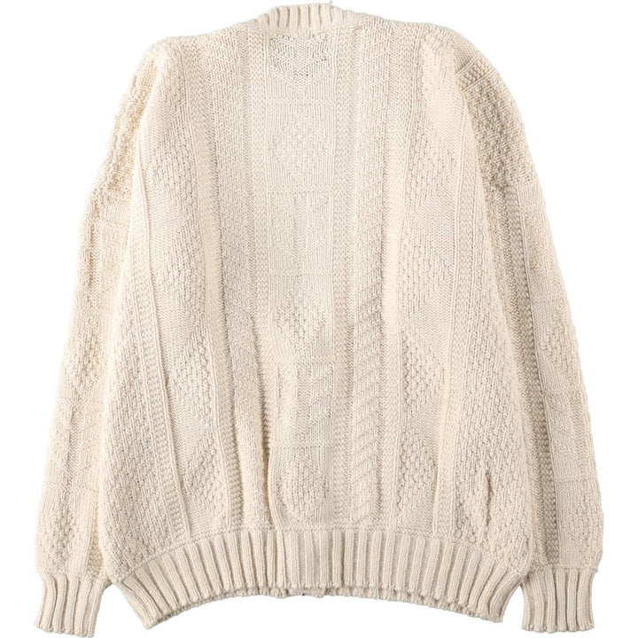 Lake Harmony Cotton Knit Cardigan, Made in USA, Men's Size L (approx.), Vintage cotton ivory Vintage Second Hand