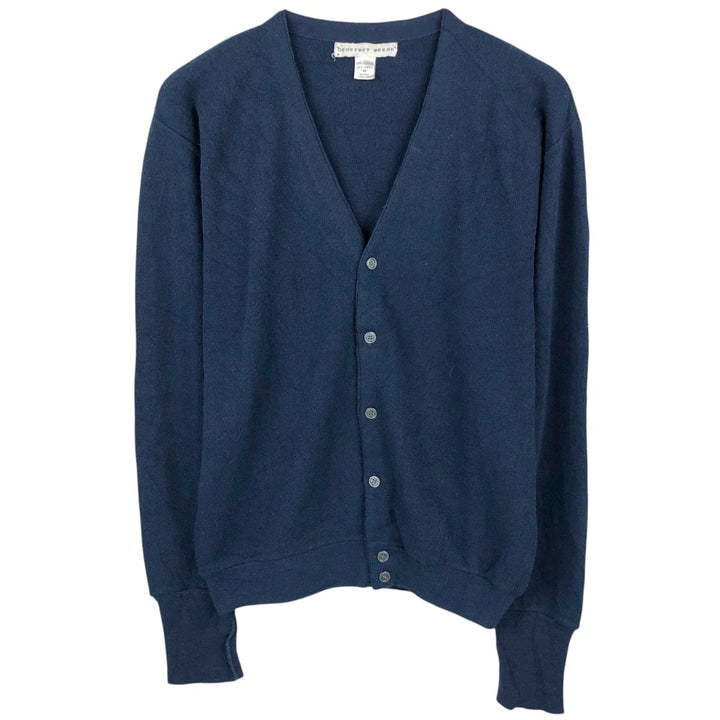 Geoffrey Beene Acrylic Knit Cardigan, Made in USA, Men's Size M (approx.) acrylic navy blue type Vintage Second Hand