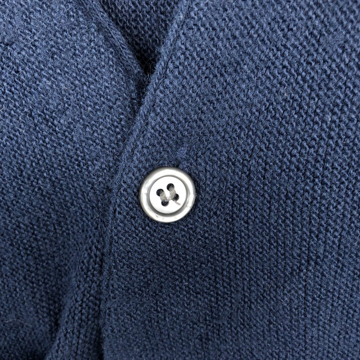 Geoffrey Beene Acrylic Knit Cardigan, Made in USA, Men's Size M (approx.) acrylic navy blue type Vintage Second Hand