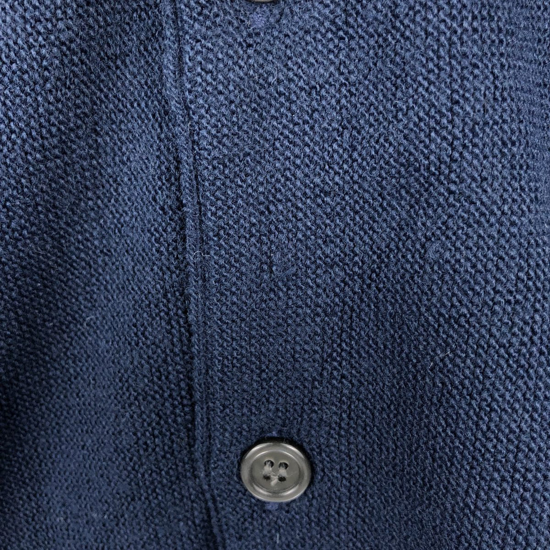 Geoffrey Beene Acrylic Knit Cardigan, Made in USA, Men's Size M (approx.) acrylic navy blue type Vintage Second Hand