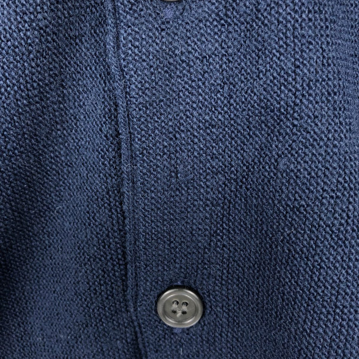 Geoffrey Beene Acrylic Knit Cardigan, Made in USA, Men's Size M (approx.) acrylic navy blue type Vintage Second Hand