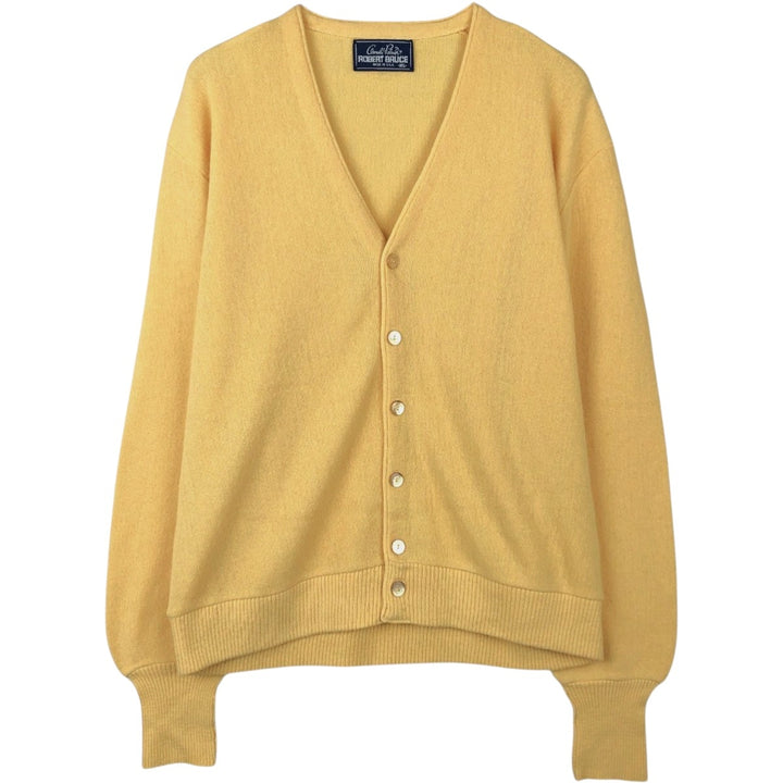 Robert Bruce acrylic knit cardigan, made in USA, men's size XL (approx.) unclear yellow type Vintage Second Hand