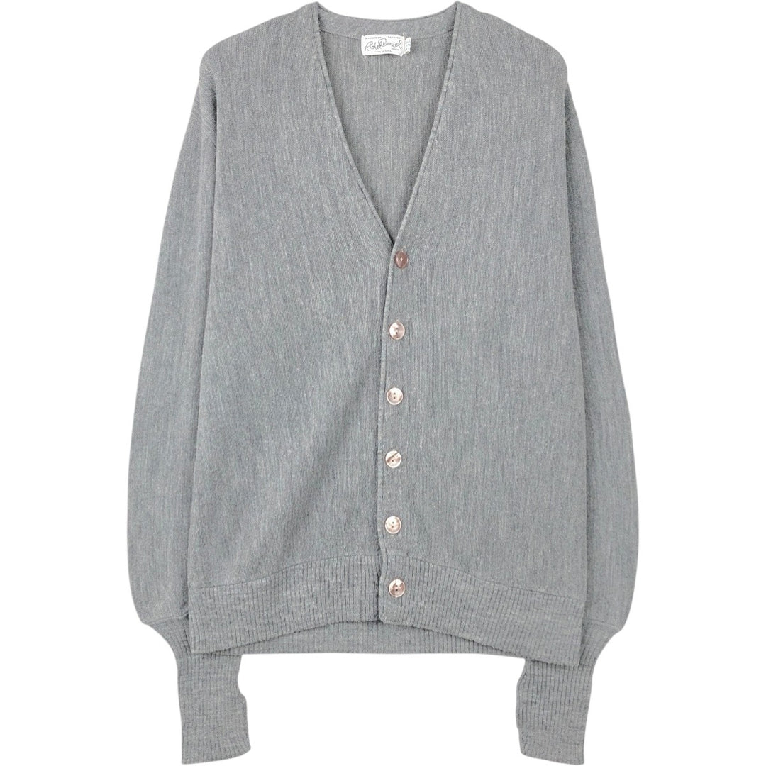 Richel Daniel Acrylic Knit Cardigan, Made in USA, Men's Size L (approx.) acrylic gray type Vintage Second Hand