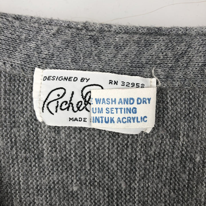 Richel Daniel Acrylic Knit Cardigan, Made in USA, Men's Size L (approx.) acrylic gray type Vintage Second Hand