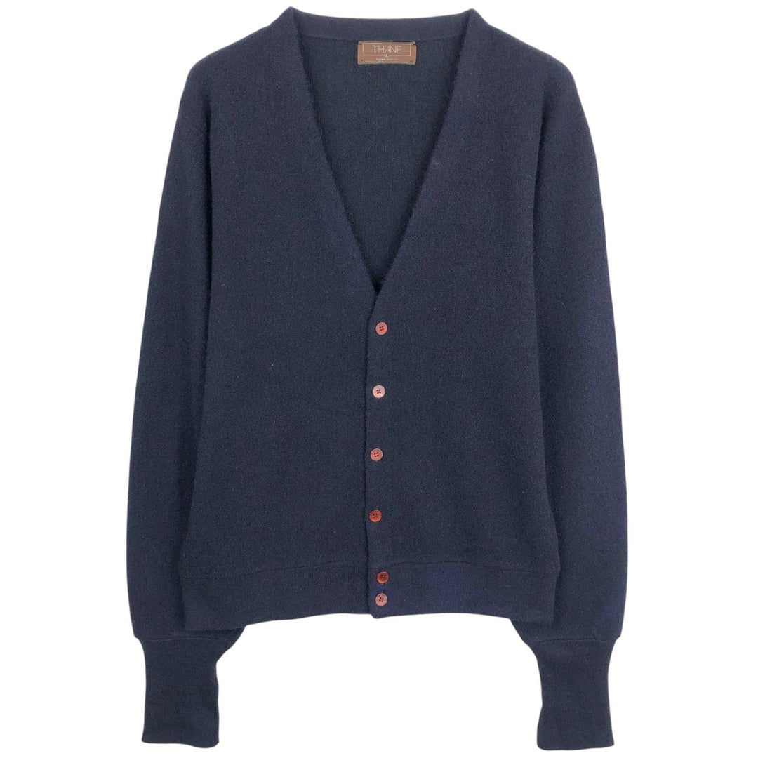 THANE Acrylic Knit Cardigan, Made in USA, Men's Size L (approx.), Vintage Oron Acrylic navy blue type Vintage Second Hand