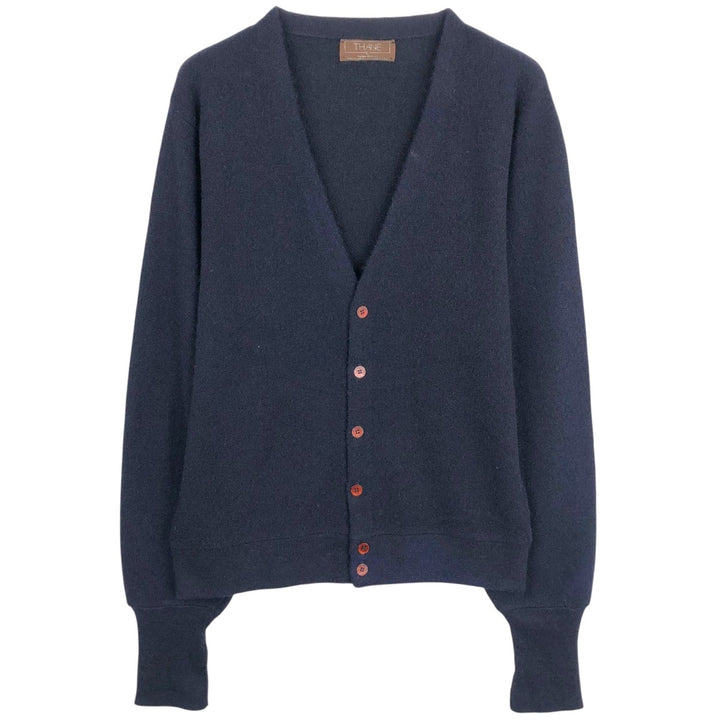 THANE Acrylic Knit Cardigan, Made in USA, Men's Size L (approx.), Vintage Oron Acrylic navy blue type Vintage Second Hand
