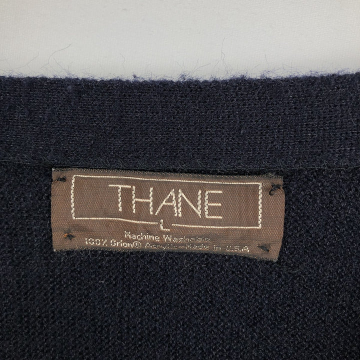 THANE Acrylic Knit Cardigan, Made in USA, Men's Size L (approx.), Vintage Oron Acrylic navy blue type Vintage Second Hand