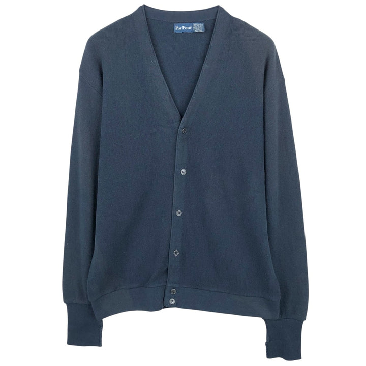 Vintage 80s-90'S Par Four acrylic knit cardigan, made in the USA, men's size XL acrylic navy blue type Vintage Second Hand