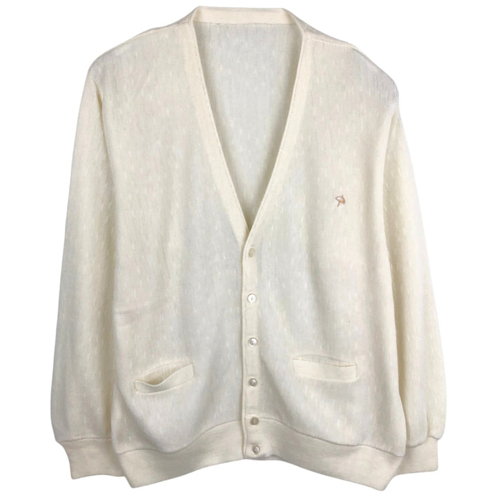 Acrylic knit cardigan, made in Canada, men's size XL equivalent, vintage. acrylic white type Vintage Second Hand