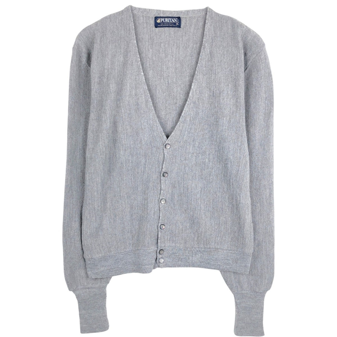 1980'S Puritan Acrylic Knit Cardigan, Made in USA, Men's Size XL (approx.), Vintage Oron Acrylic gray type Vintage Second Hand
